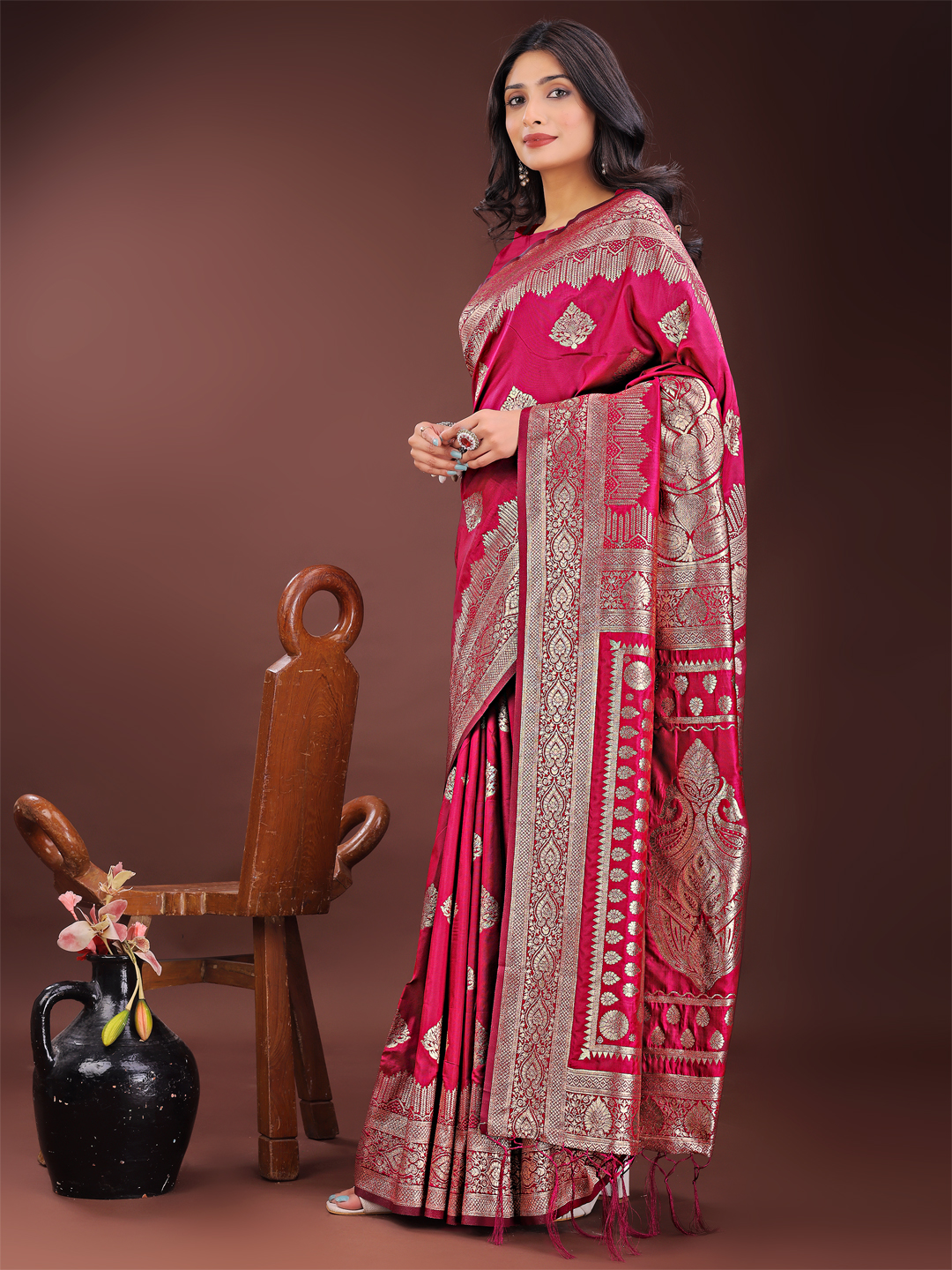 Magenta Silk saree