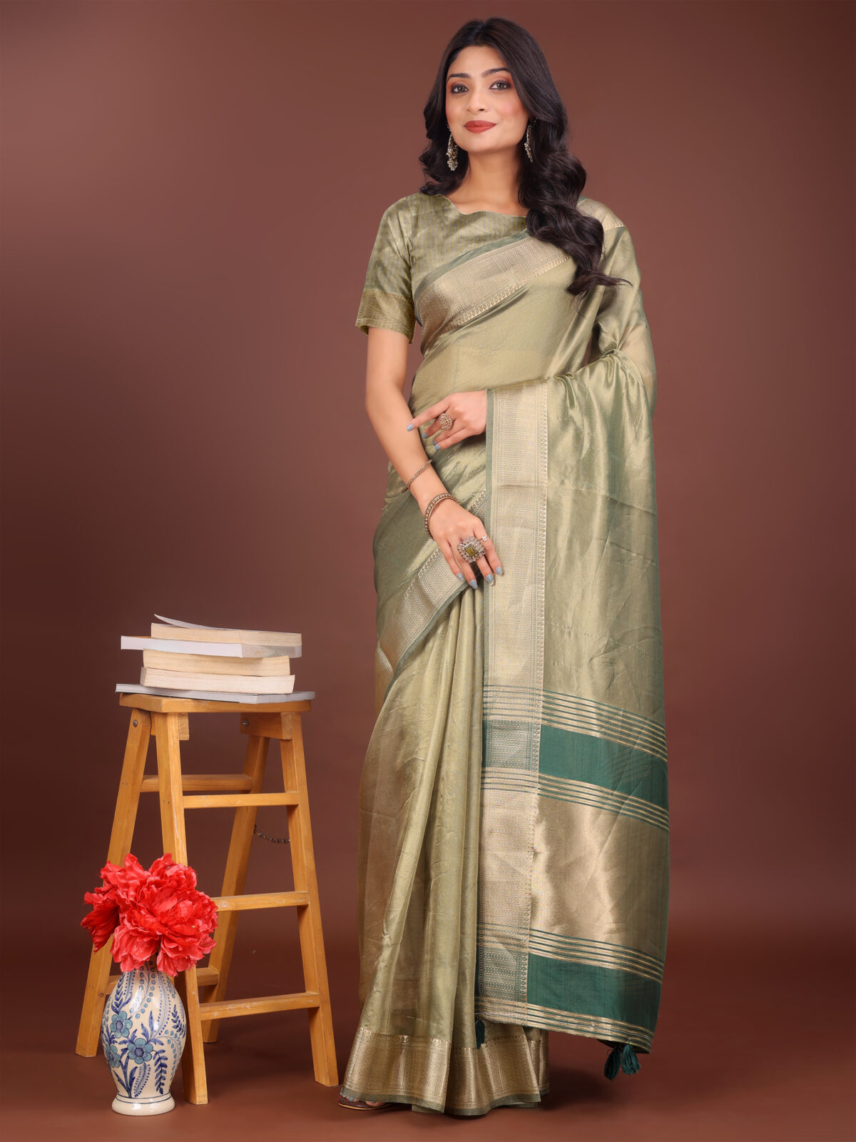Light Green Organza Silk Saree