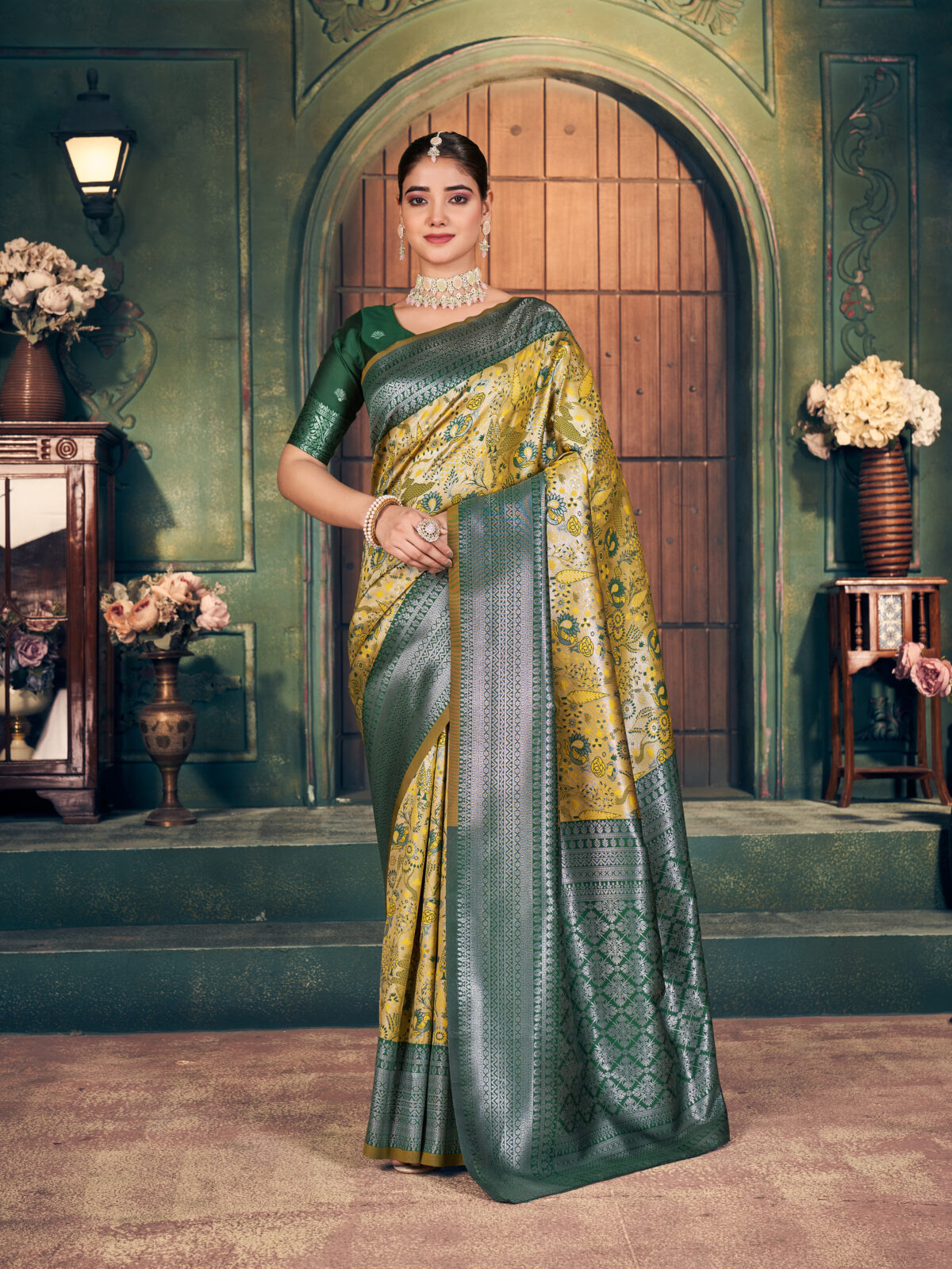 Lemon Hue Soft Silk Saree with Intricate Zari Border