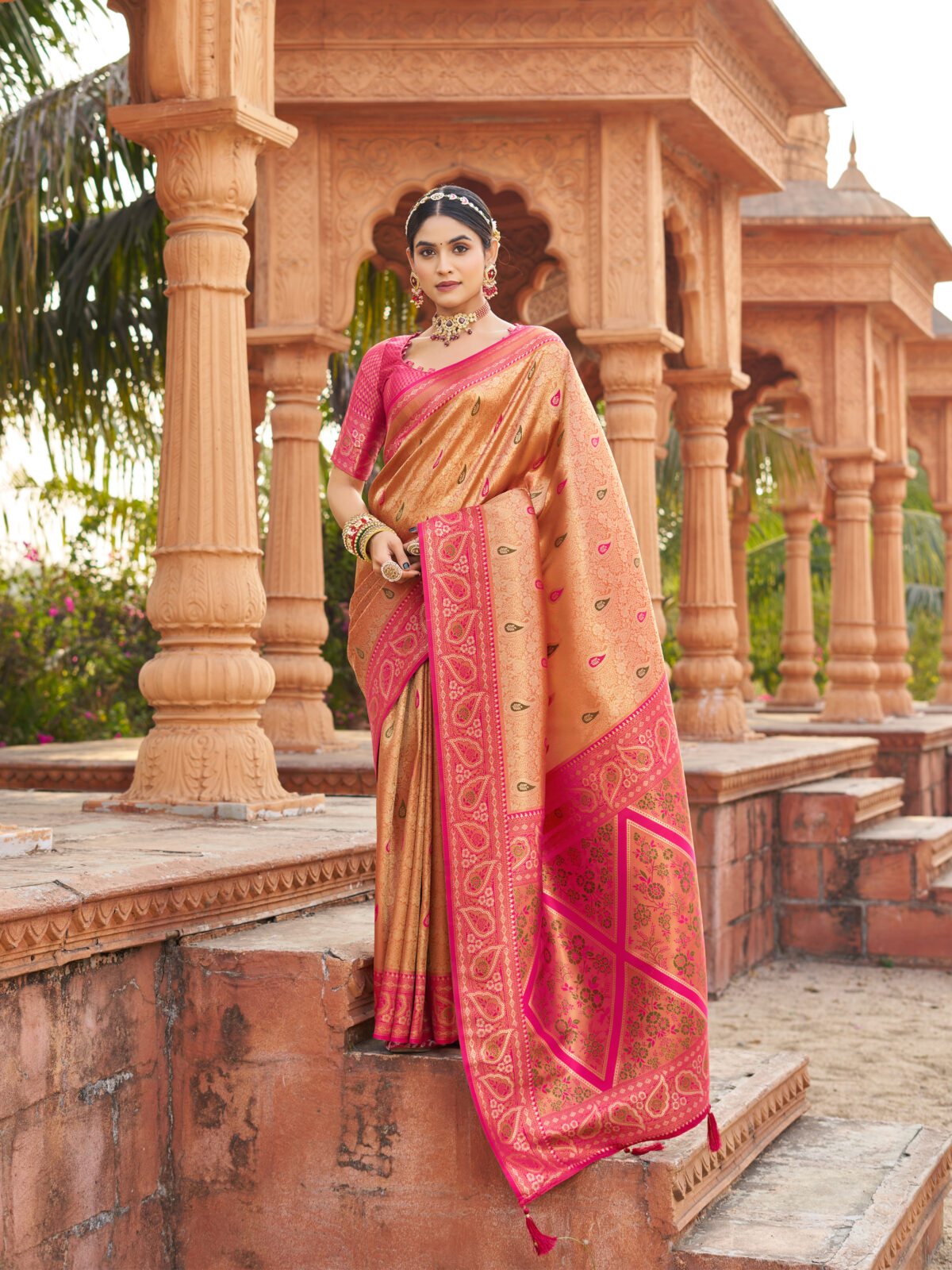 Pastel Peach Soft Silk Saree with Elegant Appeal