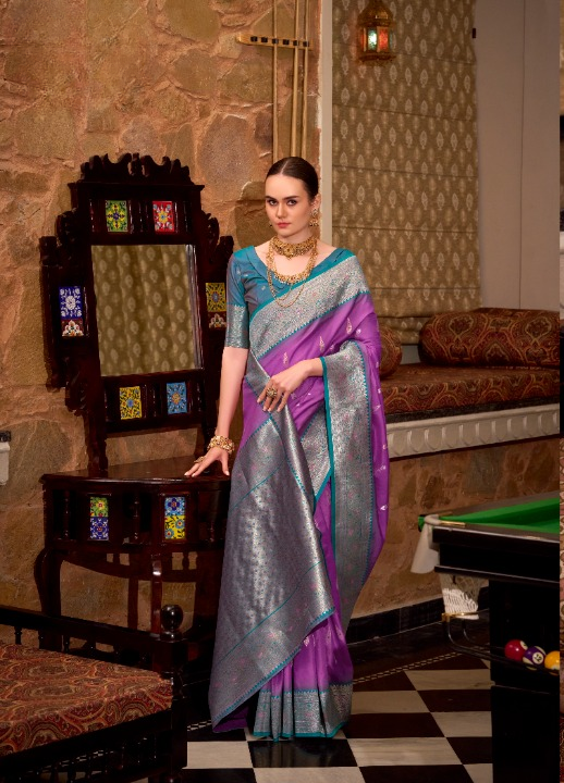 Violet Purple Silk Saree for Elegant Evening Look