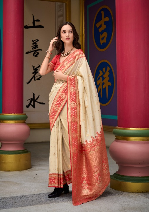 Festive Wear Saree with Rich Red Border Detailing