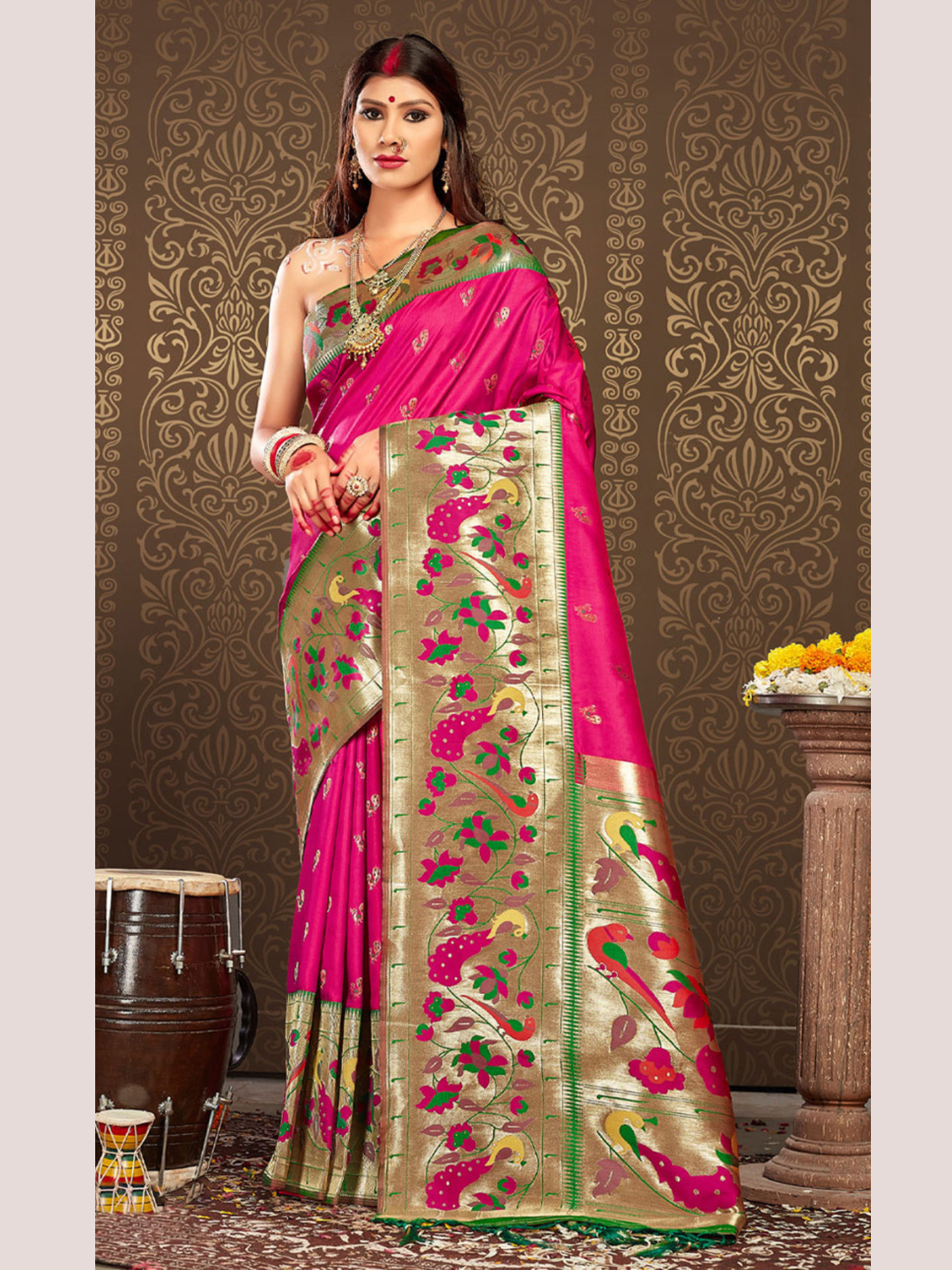 Gracious Magenta Color Paithani Silk Saree