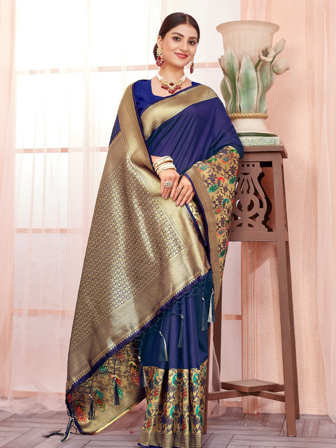 Magnificent Blue Color Paithani Silk Saree