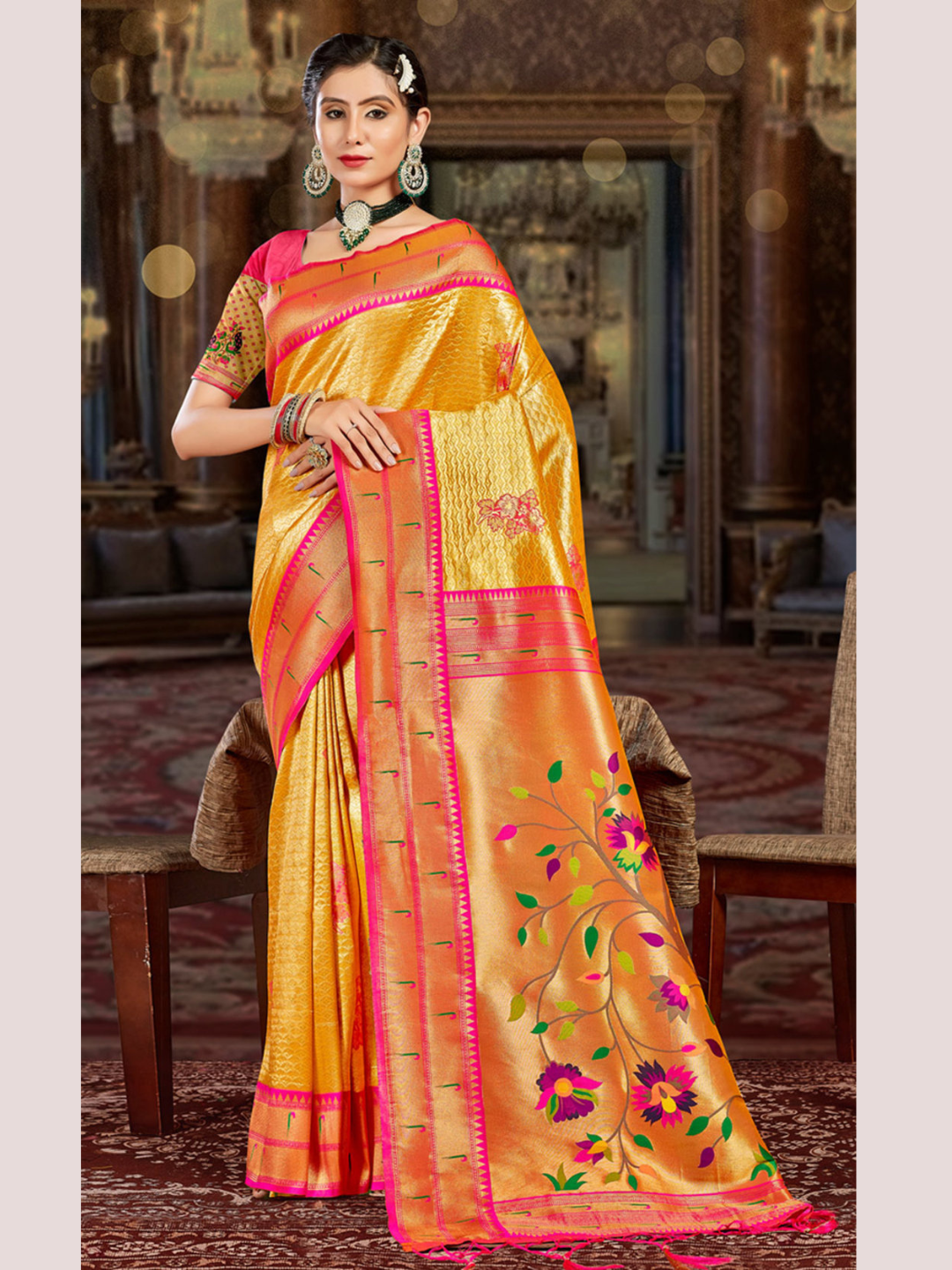 Classy Yellow Color Paithani Silk Saree
