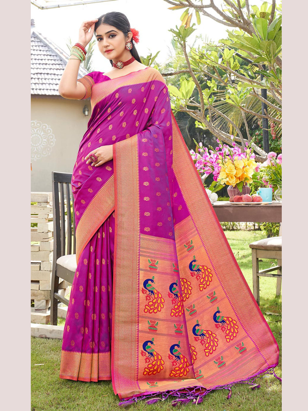 Charming Purple Color Paithani Silk Saree