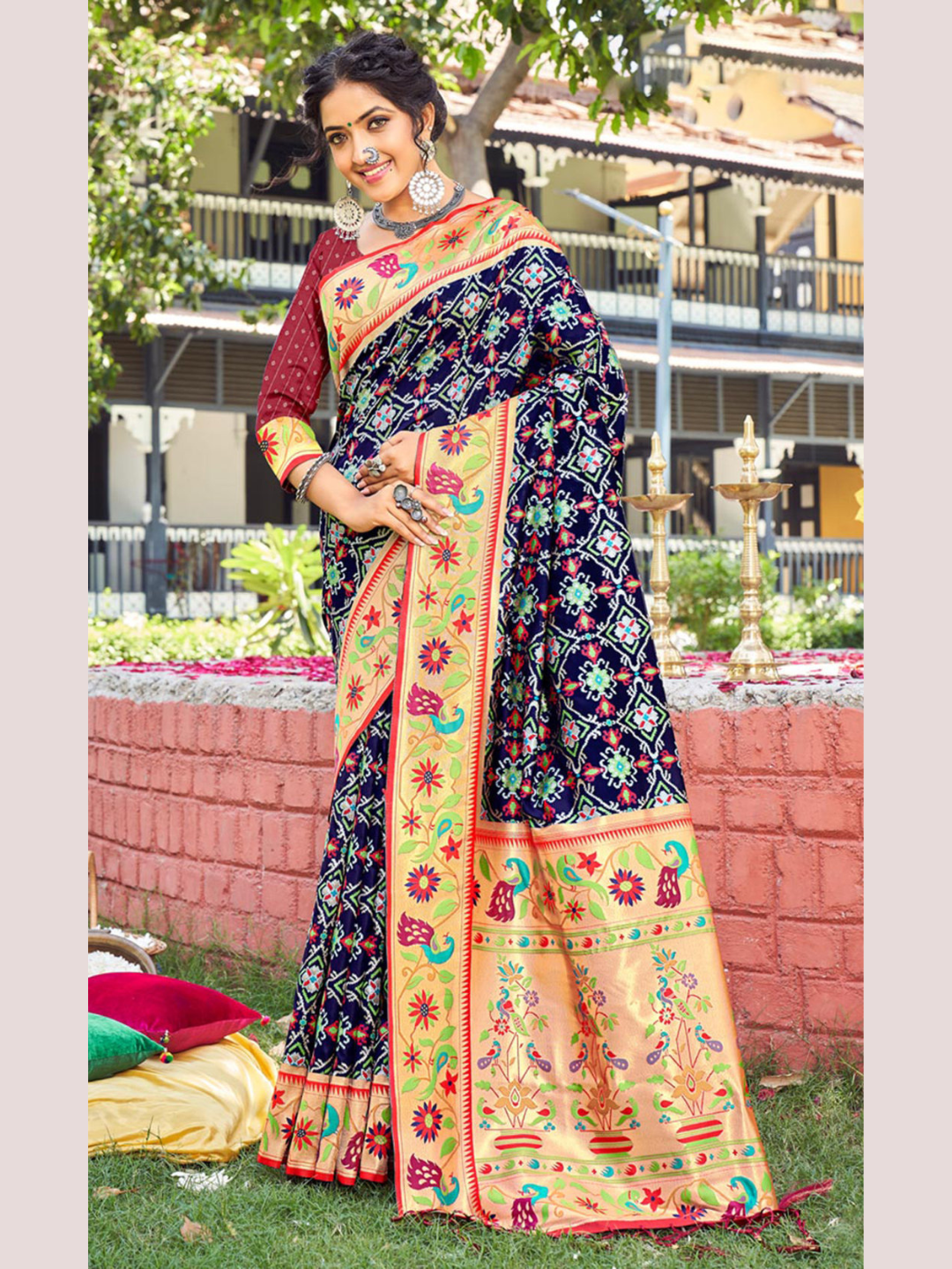 Classy Navy Blue Color Paithani Silk Saree