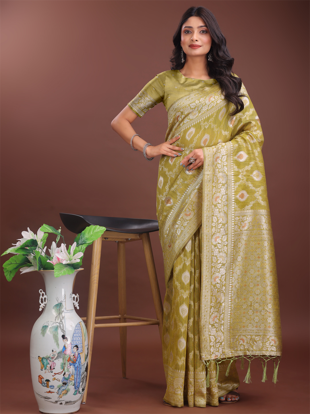 Mustard Linen Cotton Saree – Earthy Elegance for Everyday Wear