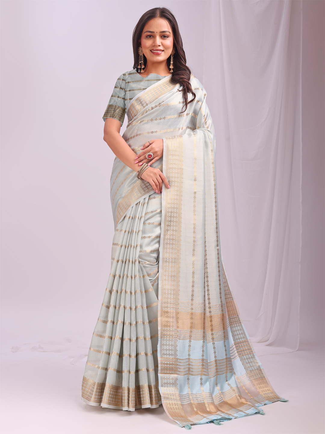 Pastel Sky Blue Organza Saree for Elegant Occasions